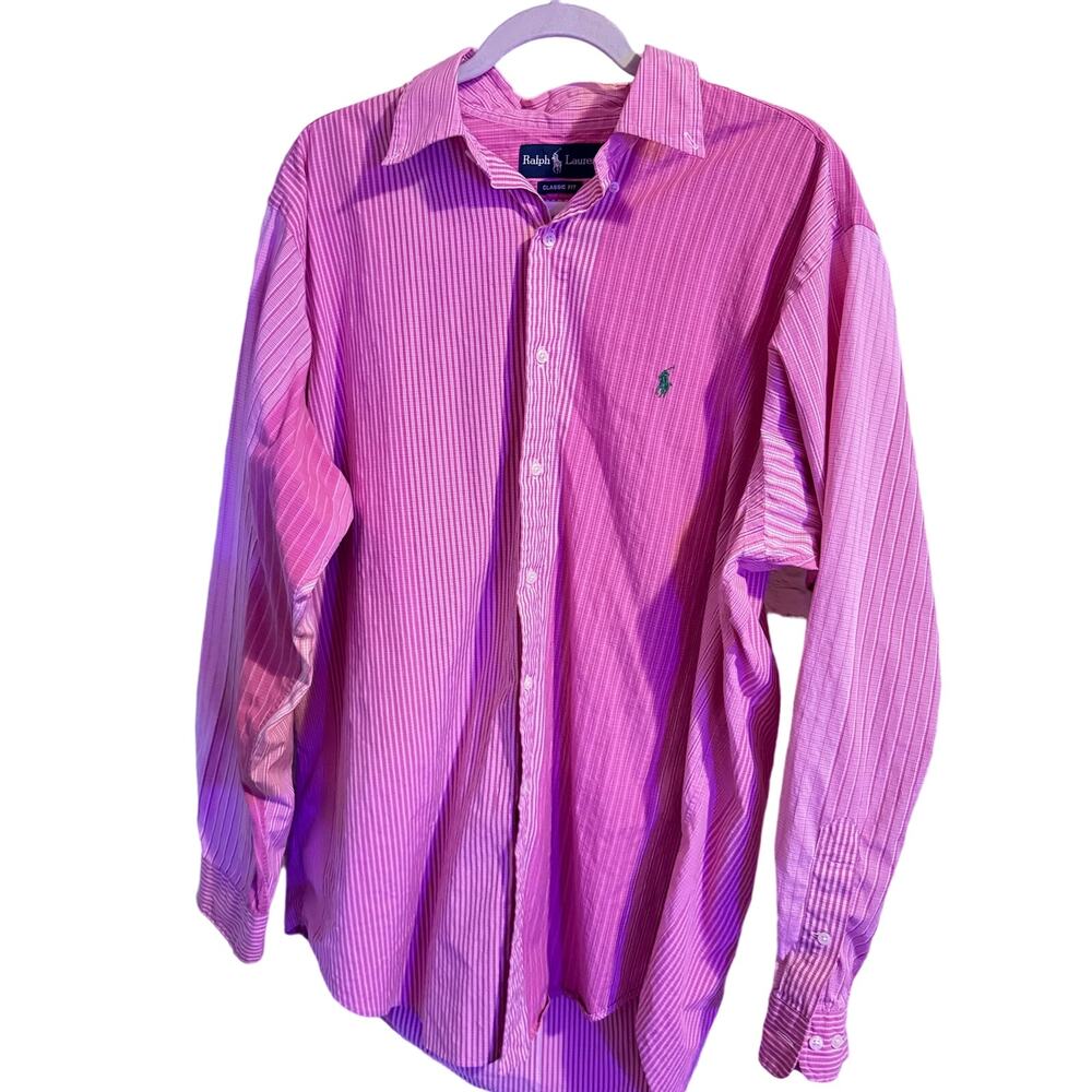 Ralph Lauren Two-Toned Pink Dress Shirt size 16.5 Large - Unique